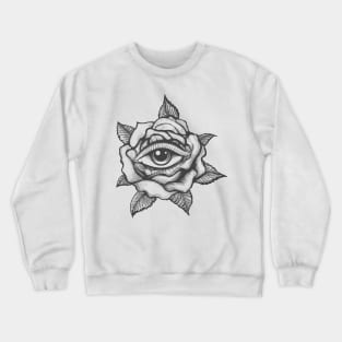 Tattoo with Human Eye inside a Rose flower Crewneck Sweatshirt